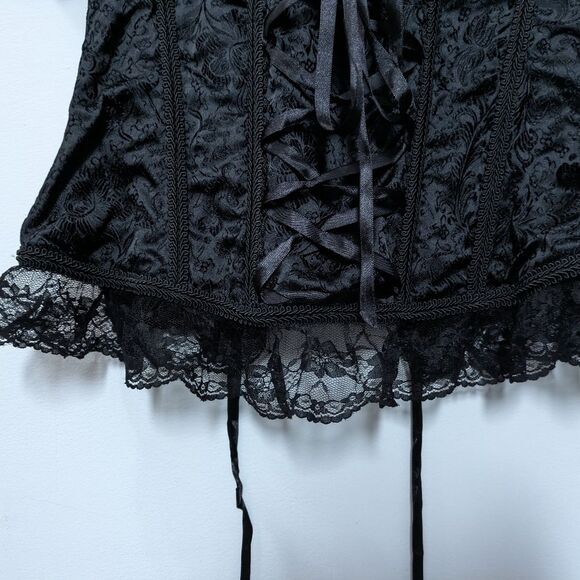 Vaacodor Black Corset With Lace Sleeves, Adjustable, Women's 2XL - Picture 7 of 13